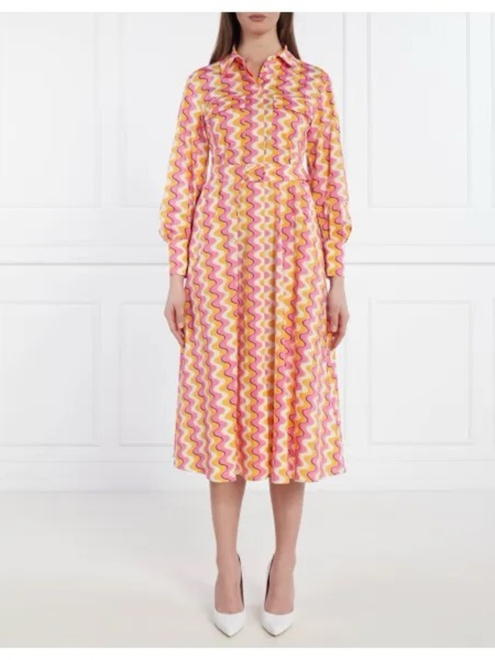 Marella OZIERI Wavy Printed Midi Shirt Dress